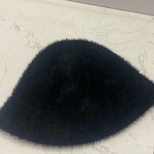 black fuzzy Bucket hat